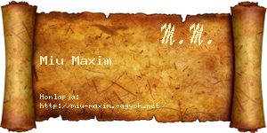 Miu Maxim névjegykártya
